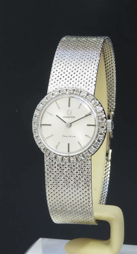 antique omega ladys white gold watch